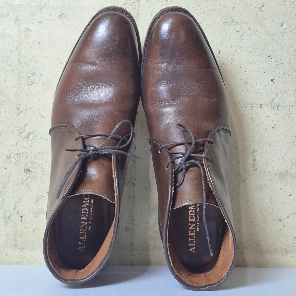 Allen Edmonds Williamsburg Chukka Boots Men 10.5 D Brown Leather Bench Welt 2800